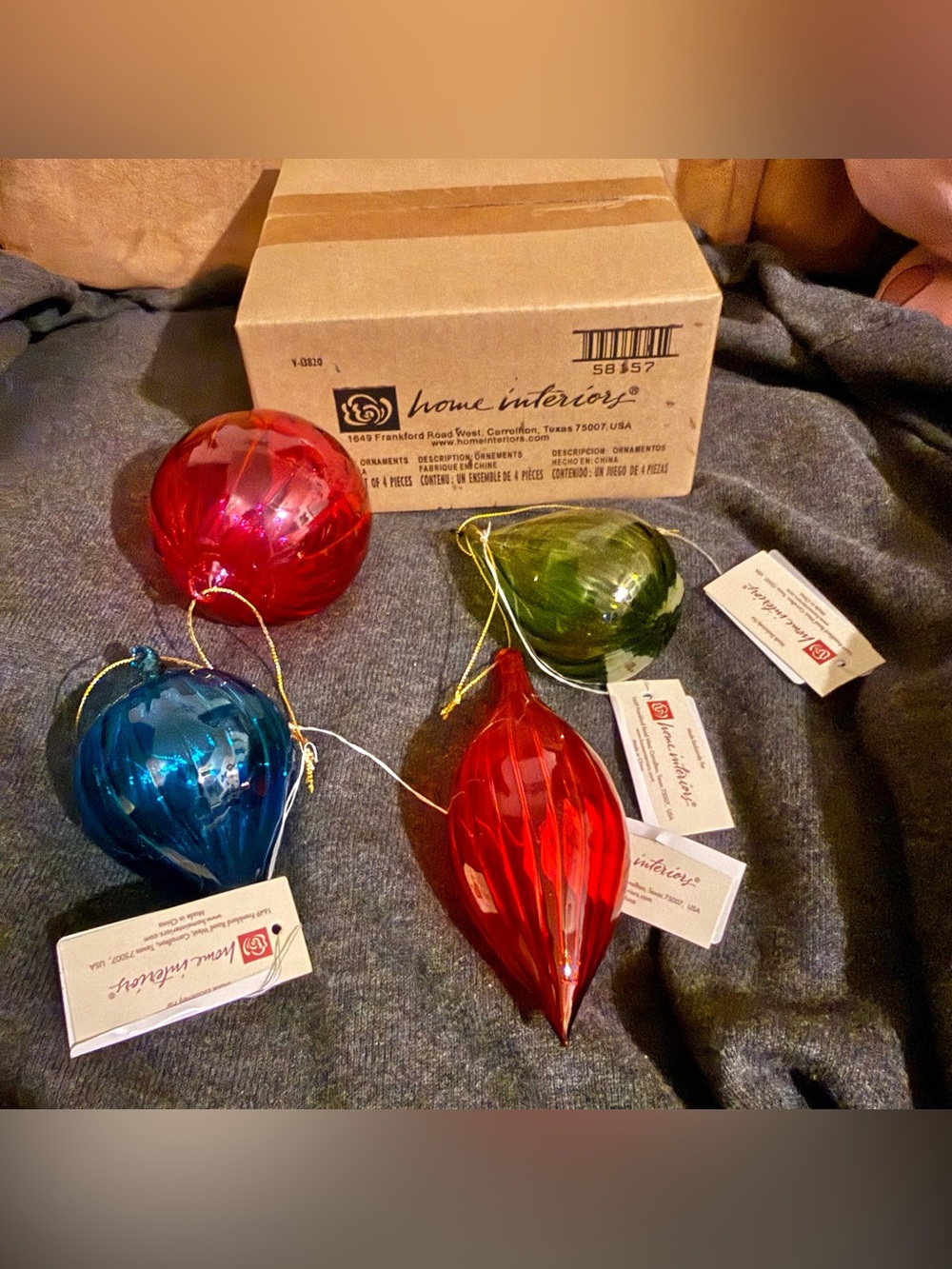 Vintage Home Interiors and Gifts Blown Glass Christmas Ornament set of 4